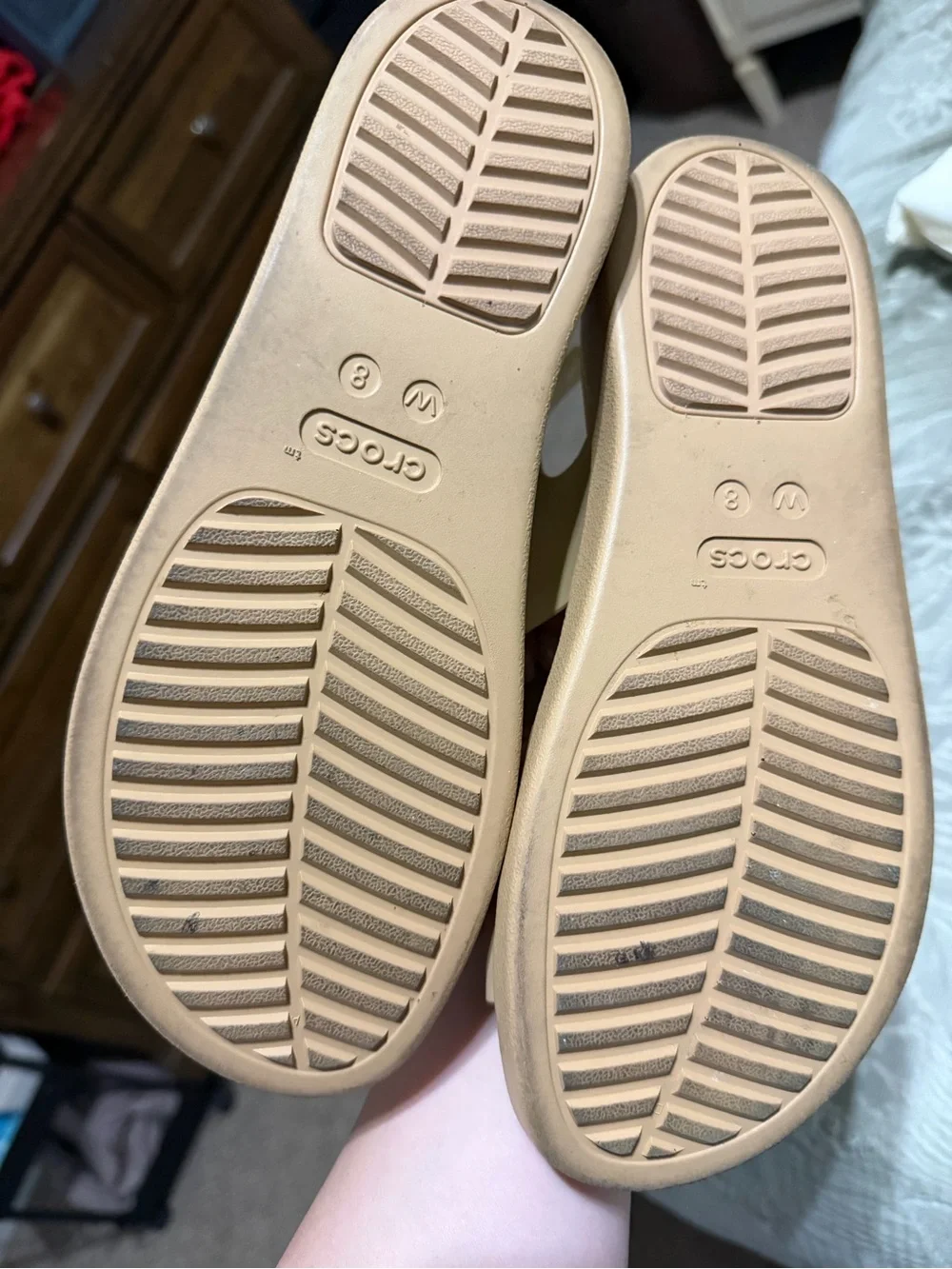CROCS Women's Neutral Tan Slingback Platform Sandals
